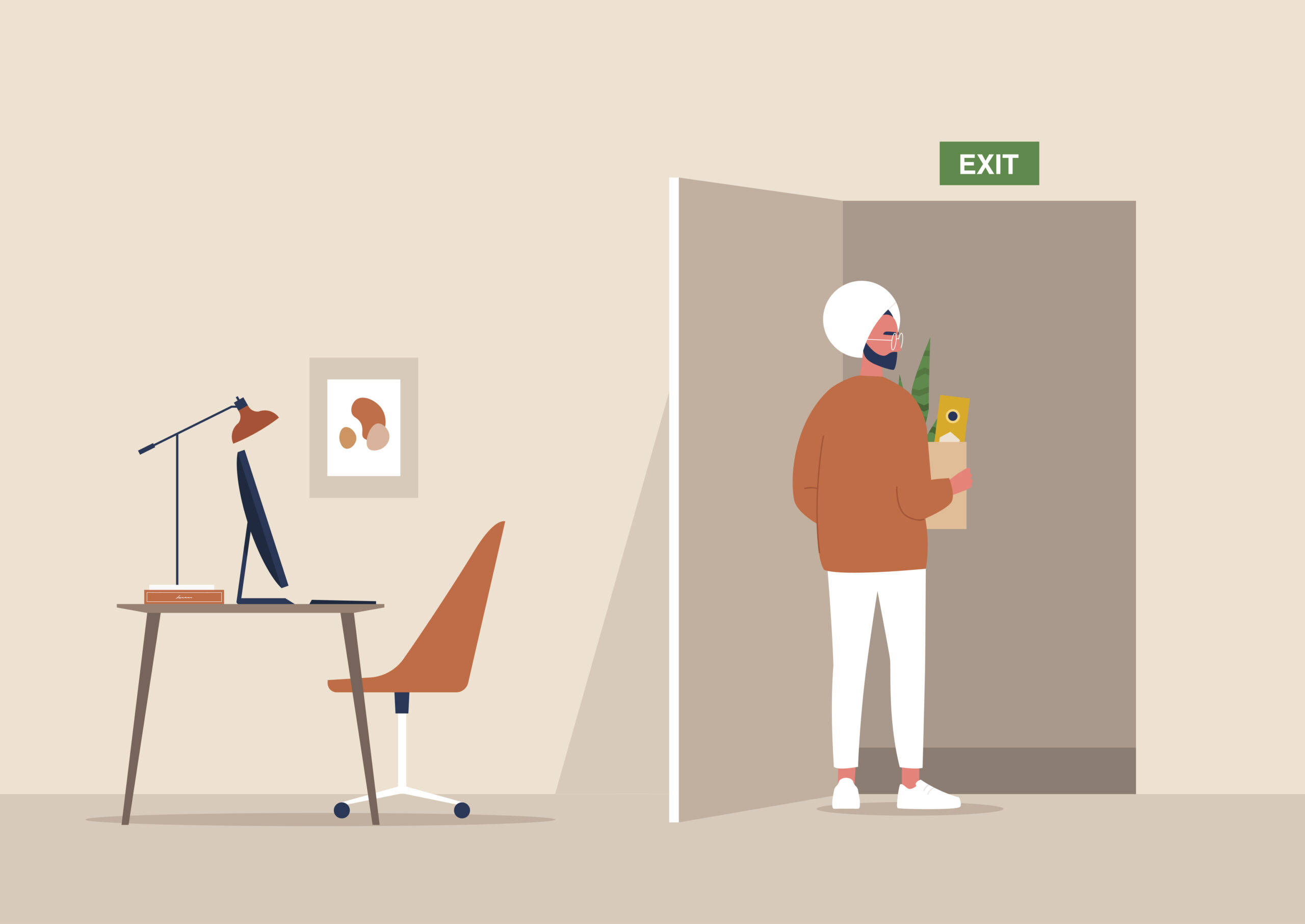 man leaving job