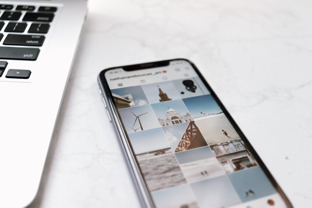 phone screen with pictures