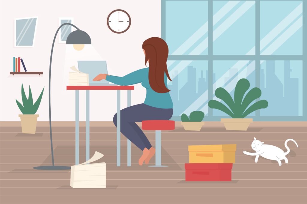 woman working at desk